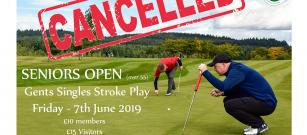 Seniors Strokeplay Open - Friday 7th June - CANCELLED